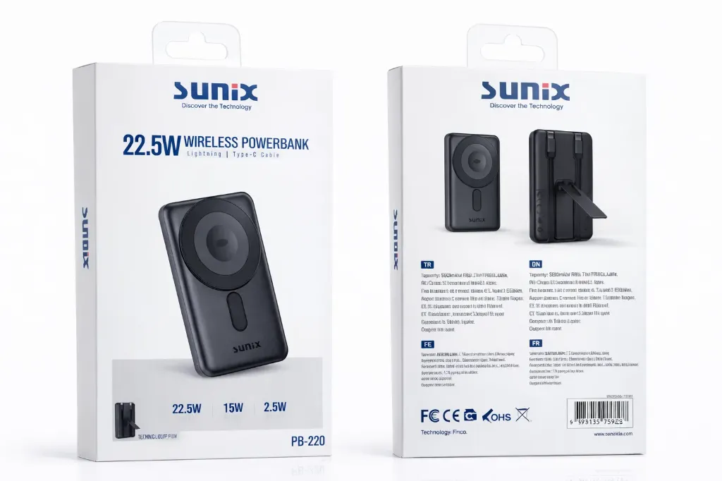 SUNIX PB-220 Wireless Powerbank 22.5W – Magnetisch – Fast Charge