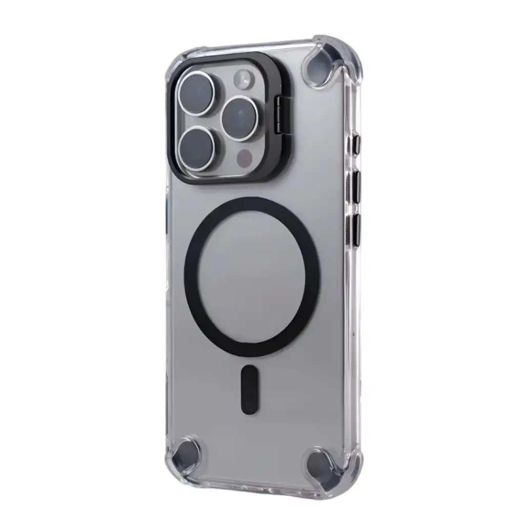 SUNIX SHOVY CASE für iPhone 11 Pro – MagSafe – Transparent Schwarz – Standfunktion – Stoßfest