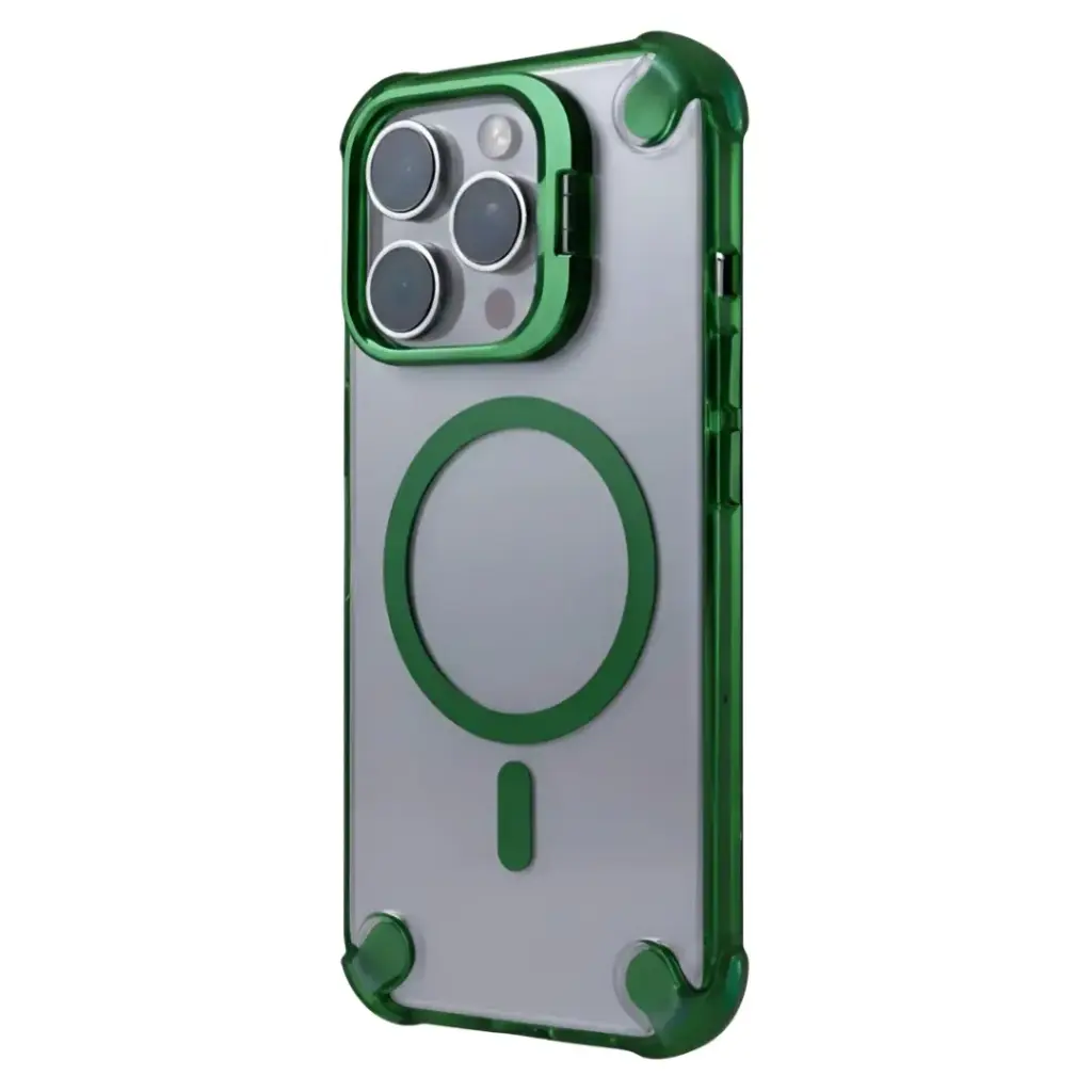 SUNIX SHOVY CASE für iPhone 11 Pro Max – MagSafe – Transparent Grün – Standfunktion – Stoßfest