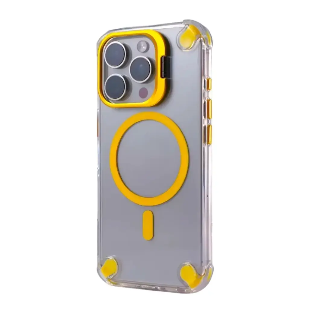 SUNIX SHOVY CASE für iPhone 12/12 Pro – MagSafe – Transparent Orange – Standfunktion – Stoßfest