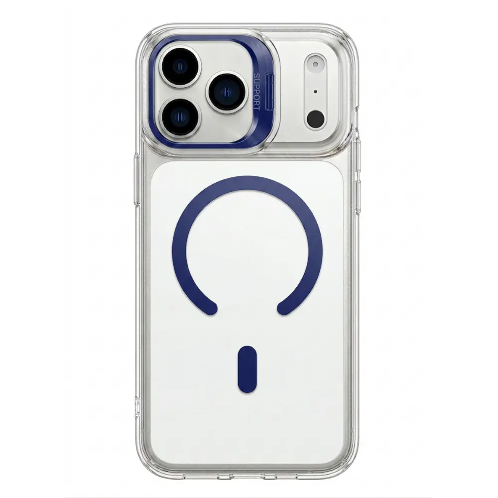 SUNIX Lucid Flip Case für iPhone 16 Dunkelblau MagSafe Transparent Schutzhülle