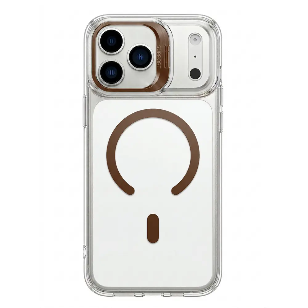 SUNIX Lucid Flip Case für iPhone 16 Pro Braun MagSafe Transparent Schutzhülle