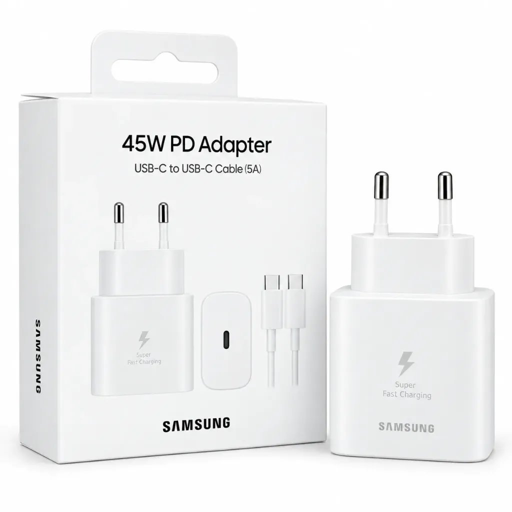 Samsung 45W USB-C Schnellladegerät EP-T4511X mit USB-C Kabel Super Fast Charging 2.0 Weiß