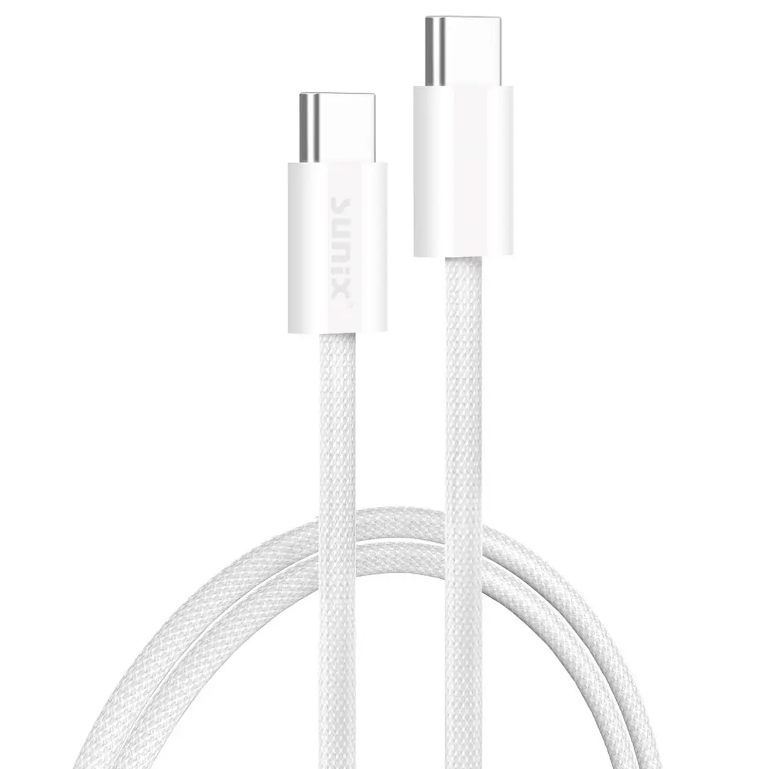 Sunix IP14 USB C Kabel 60W Schnellladen Typ C auf Typ C 2m Weiß
