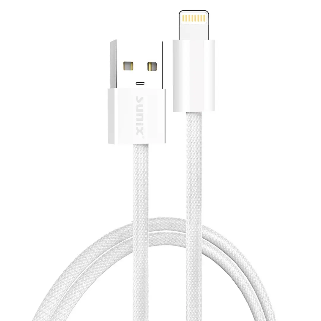 Sunix IP17 USB A auf 8 Pin Kabel 2m Schnellladekabel 2.4A Weiß