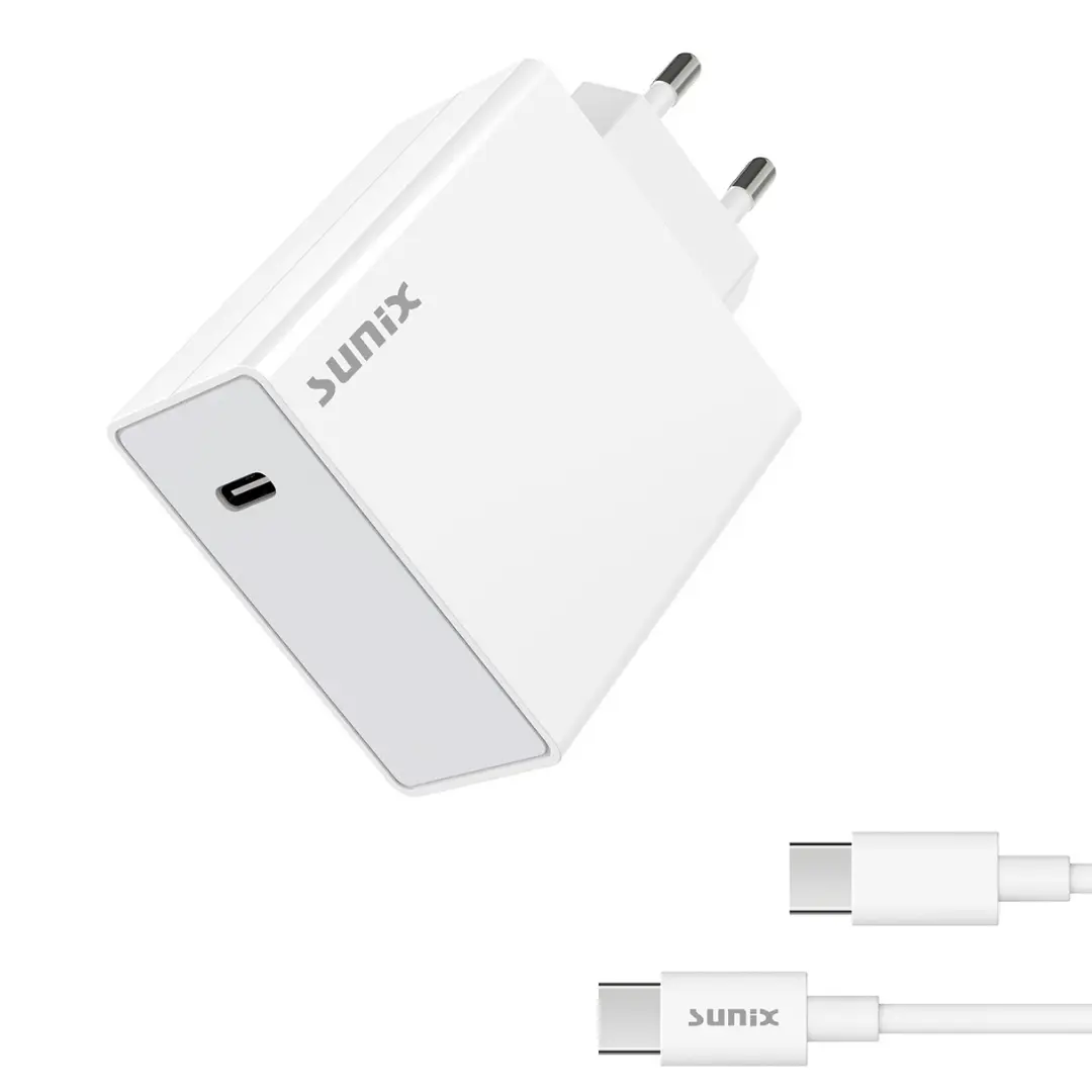 Sunix 120W USB C Turbo Ladegerät Schnellladegerät Netzteil USB-C Kabel Fast Charger