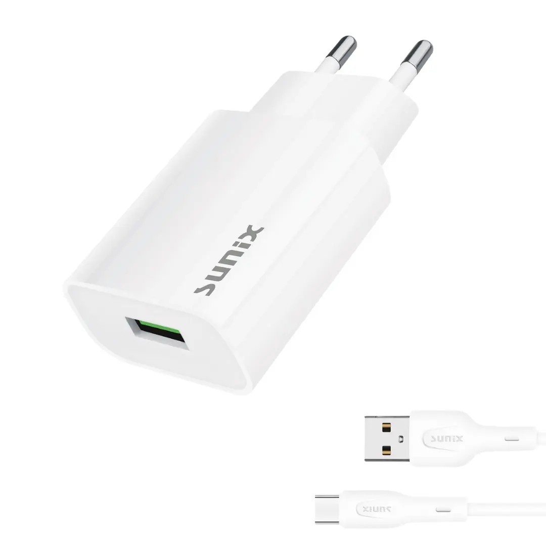Sunix S27 Ladegerät 12W USB Netzteil + USB C Kabel Schnelllade Set