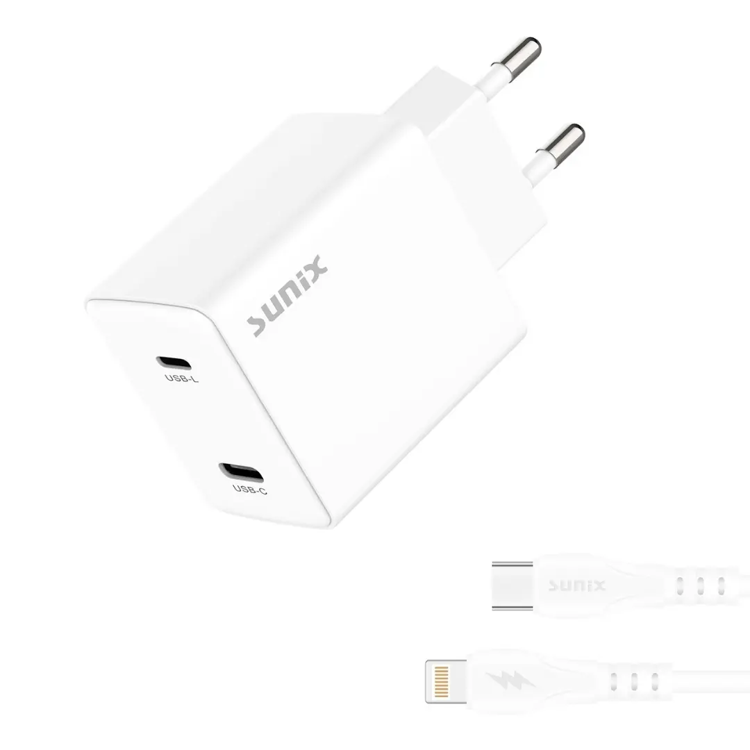 50W USB-C Schnellladegerät Set Dual Port Fast Charger inkl Kabel 8-Pin iPhone