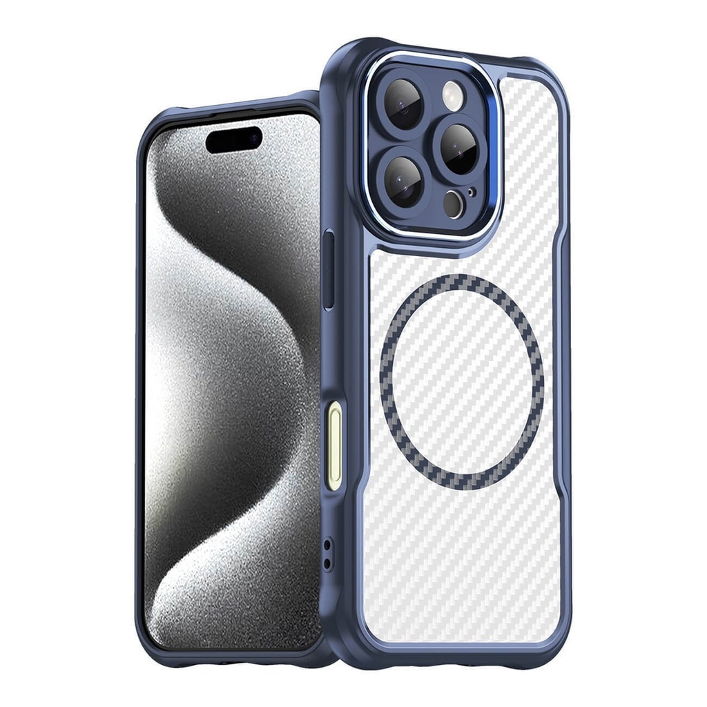 Leading Series MagSafe Silikonhülle für iPhone 16 Pro – blau